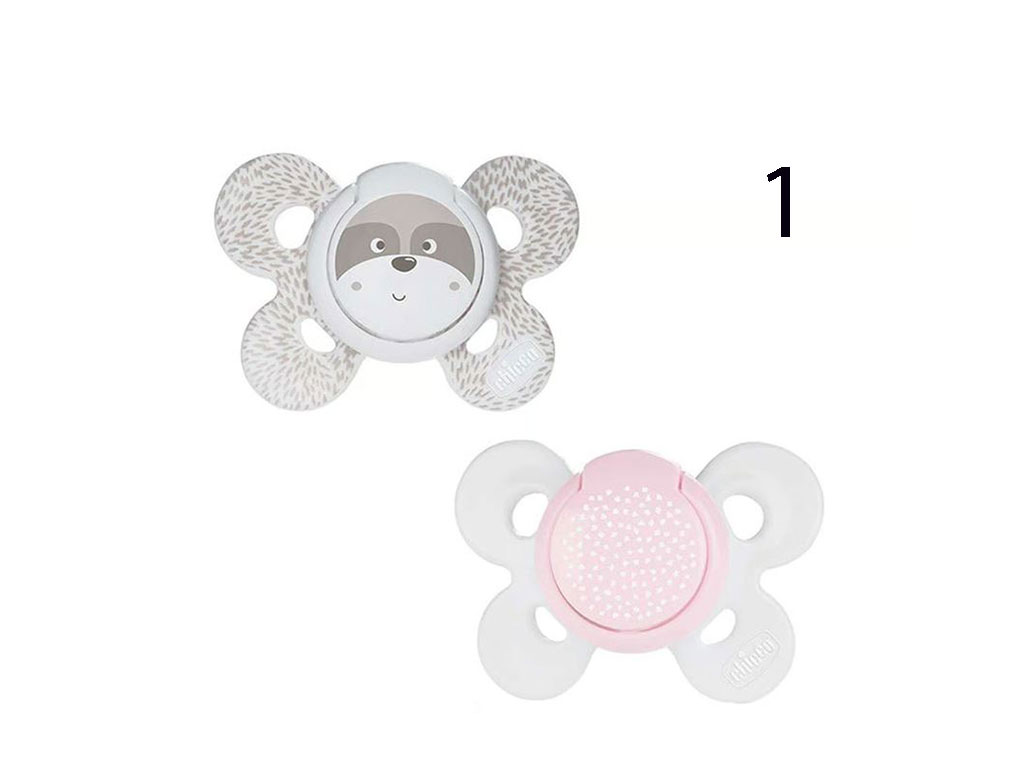 پستانک ارتودنسی سیلیکونی دو عددی دخترانه 6-0 ماه مدل physio comfort چیکو chicco