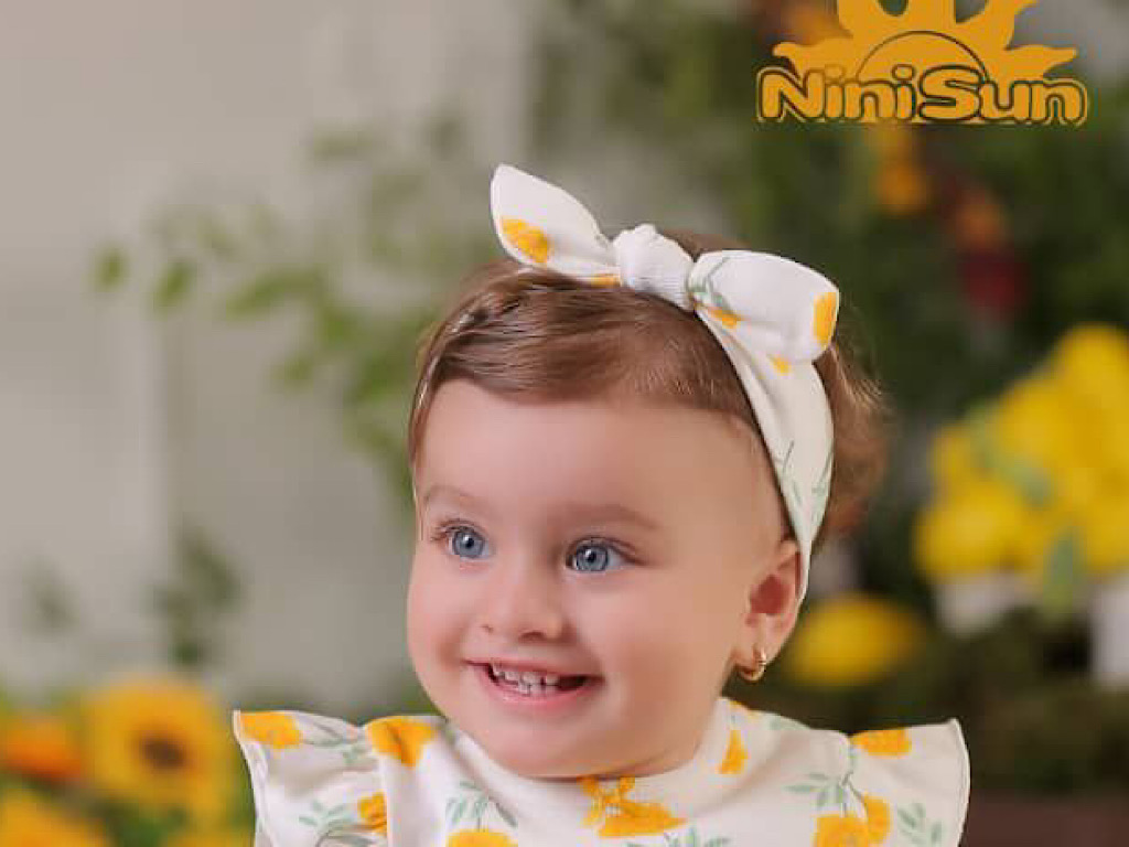 هدبند نوزادی مدل پاپیونی طرح فلورا نی نی سان nini sun