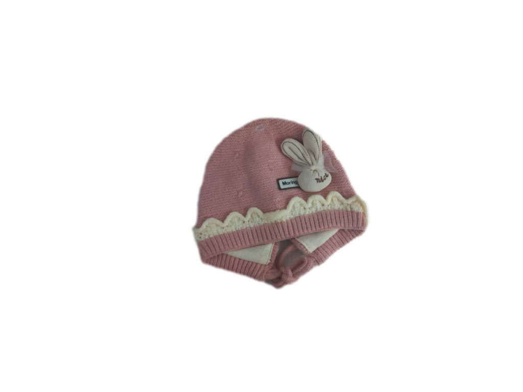 کلاه بافت دخترانه طرح خرگوش برجسته (دور سر 40 cm)