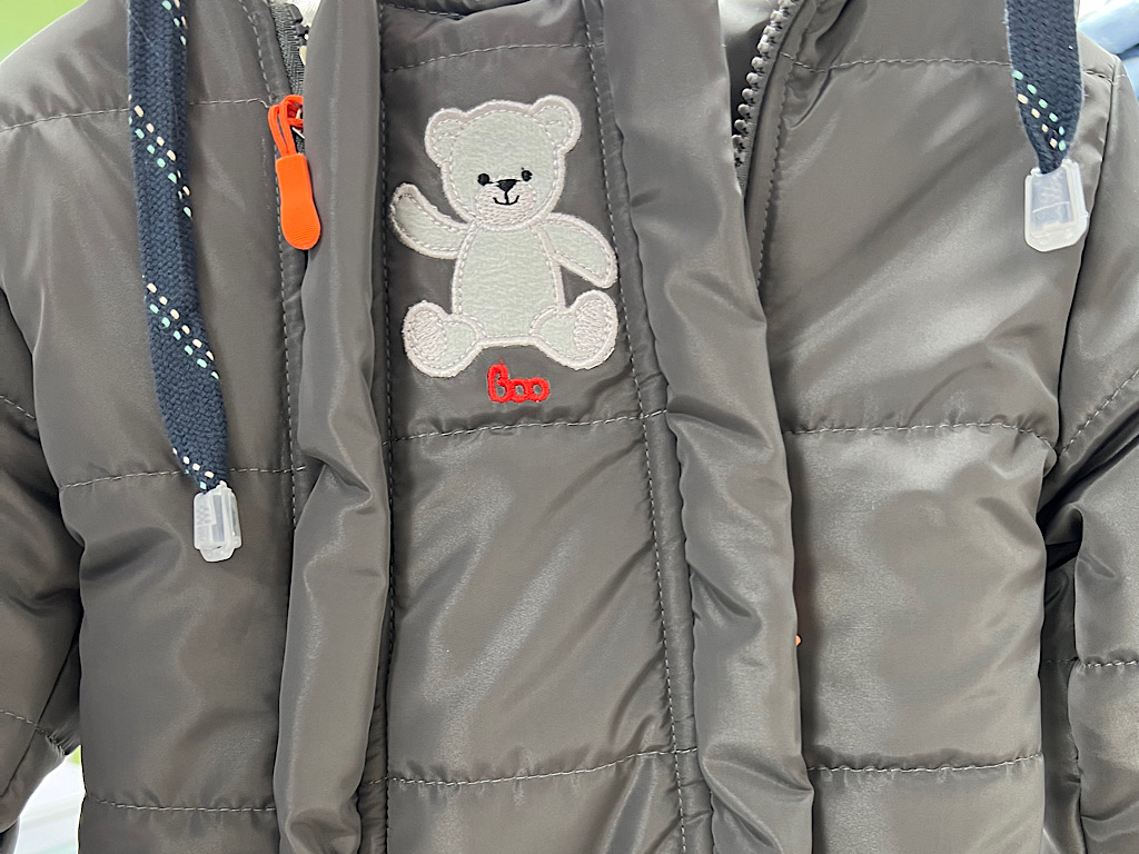 کاپشن سرهمی لاینردار و کلاه دار نوزادی دودی رنگ طرح خرس  BABY BOO
