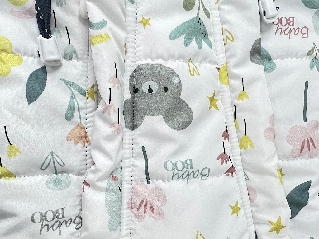 کاپشن سرهمی کلاه دار با دستکش و پاپوش نوزادی طرح خرگوش و گل BABY BOO