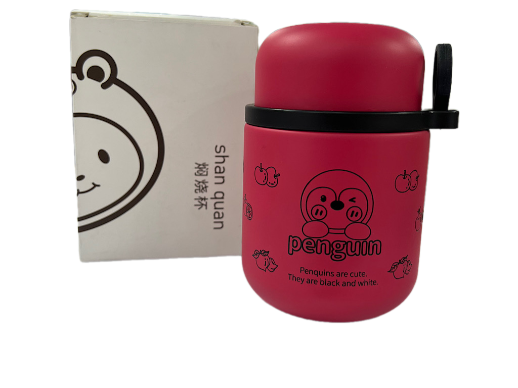 ظرف غذا داخل استیل به همراه قاشق حجم 500 ML طرح میوه