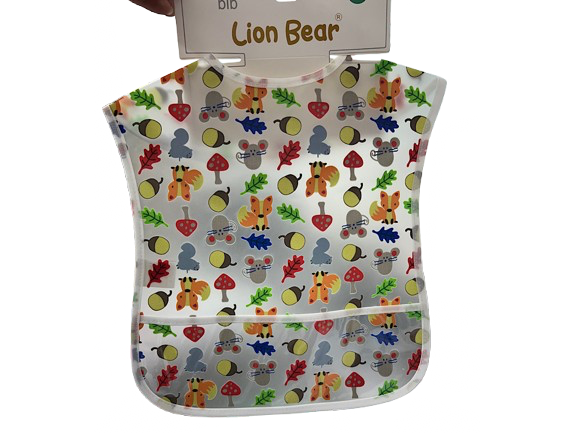 پبشبند ژله ای و جیب دار شفاف طرح حیوانات لیون بیر lion bear