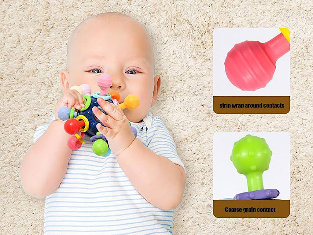 جغجغه چرخشی و دندانگیر سیلیکونی نوزادی  BALL