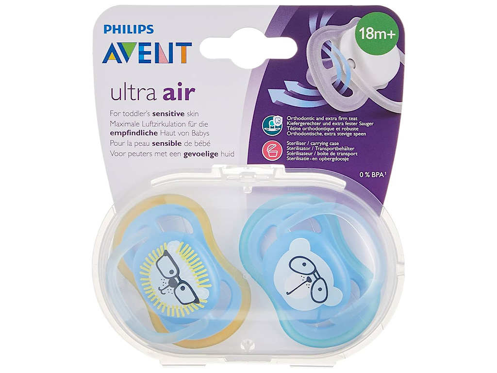 پستانک ارتودنسی دو عددی نوزادی +18 ماه مدل ultra air فیلیپس اونت philips avent