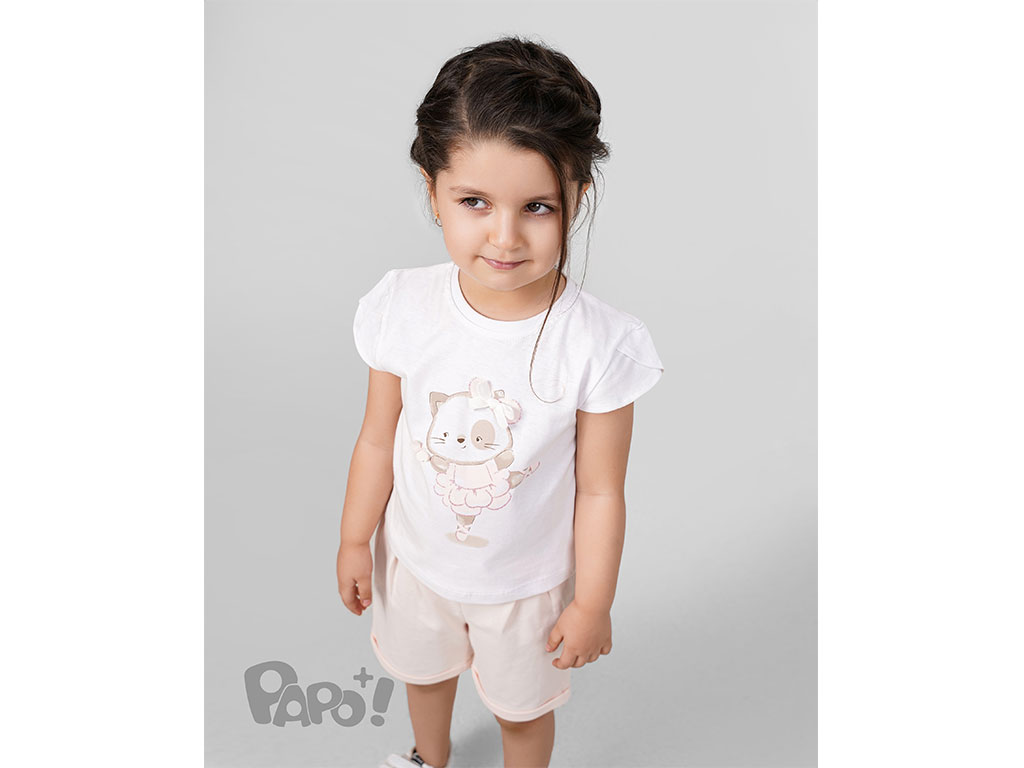 تیشرت و شلوارک راحتی دخترانه طرح خرس پاپو papo