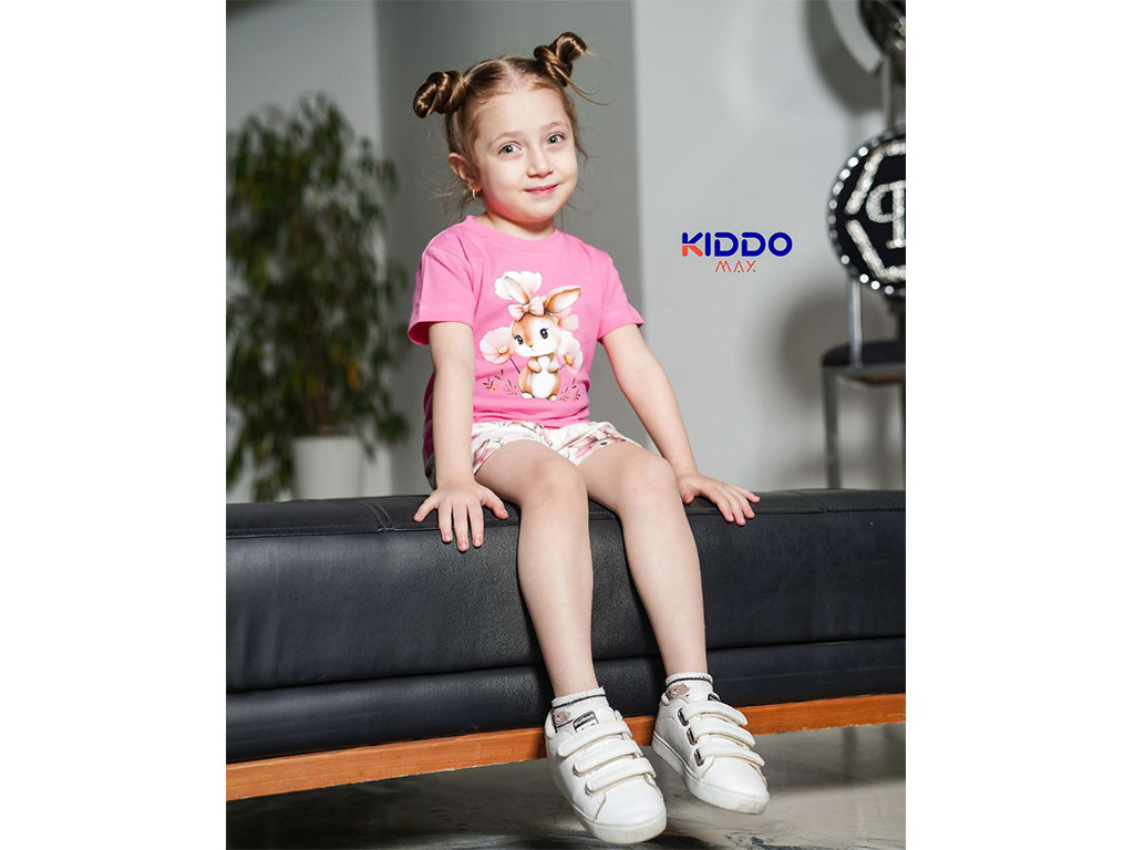 تیشرت و شلوارک راحتی دخترانه 1 سال طرح خرگوش و گل کیدو مکس kido max