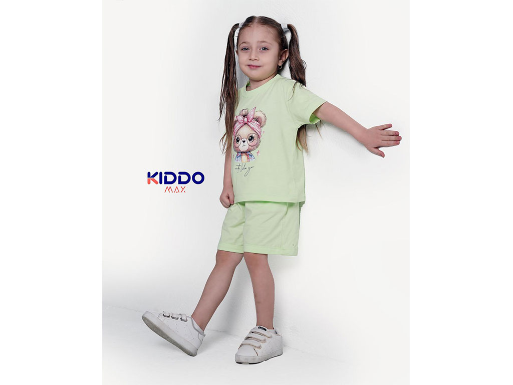 تیشرت و شلوارک راحتی دخترانه 2 سال طرح خرس عینکی کیدو مکس kido max