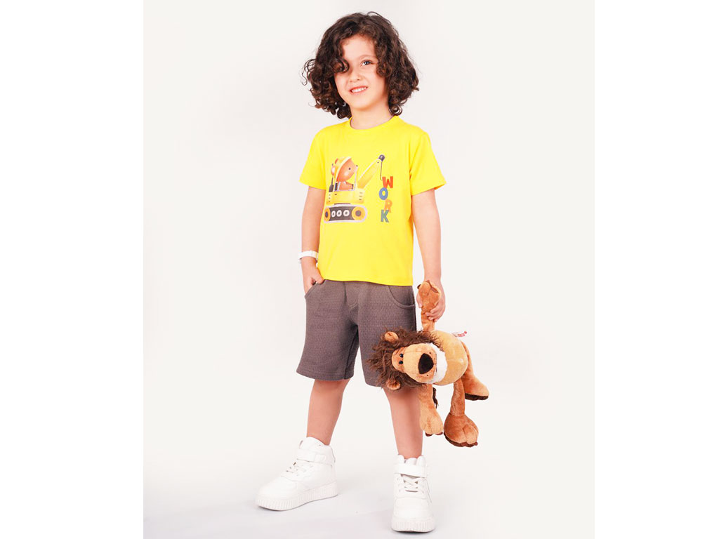 تیشرت و شلوارک راحتی 3 سال طرح خرس و جرثقیل کیدو مکس kido max