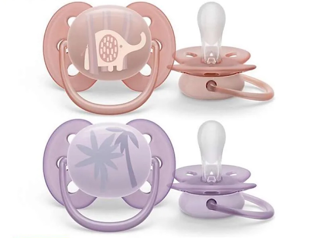 پستانک ارتودنسی دو عددی نوزادی 6-0 ماه مدل ultra soft فیلیپس اونت philips avent
