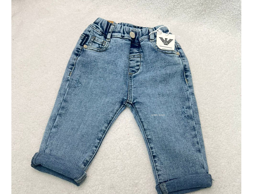 شلوار جین پسرانه مام استایل زاپ دار رنگ آبی روشن آرمانی بیبی armani baby
