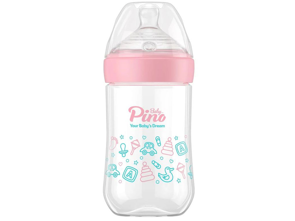 شیشه شیر آنتی کولیک 18-6 ماه natural sense مدل مدیوم حجم 260 میلی لیتر پینو بیبی pino baby