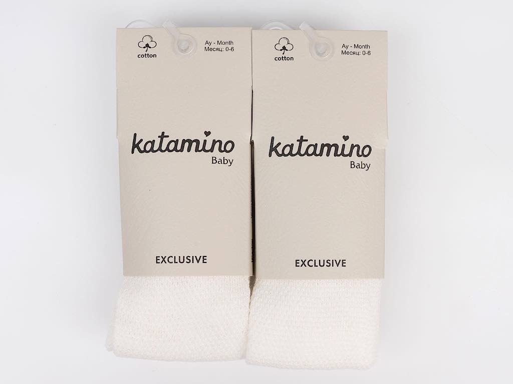 جوراب شلواری نوزادی دخترانه شیری رنگ کاتامینو KATAMINO