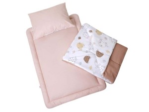 سرویس خواب دم دستی مسافرتی نوزادی(سایز 2)مجموعه 3 عددی تشک، لحاف و بالشت طرح لاک پشت نسکافه ای  الا ELA