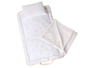 سرویس خواب دم دستی مسافرتی نوزادی مجموعه 3 عددی تشک، لحاف و بالشت با بسته بندی کیفی طرح خرگوش خطی نسکافه ای  الا ELA