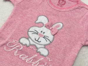 بادی  آستین کوتاه نوزادی دخترانه طرح خرگوش rabbit پاریز Pariz
