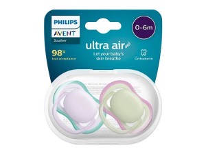 پستانک ارتودنسی دو عددی نوزادی 6-0 ماه مدل ultra air فیلیپس اونت philips avent