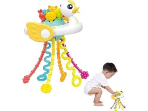بیزی کیوب یا بیزی بال دندانگیر و پاپت دار طرح اردک  happy baby