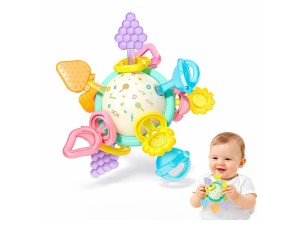 دندانگیر سیلیکونی و جغجغه نوزادی مدل ماهواره ای manhattan ball