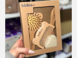 ست برس و شانه چوبی کودک Kidilo مدل Natural Care