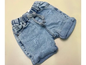 شلوارک جین نوزادی کم زاپ رنگ آبی کمرکش