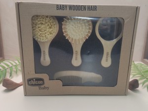 ست شانه و برس چوبی نوزاد 4 تکه طرح Chicoo ایرانی