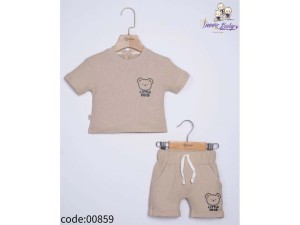 تیشرت و شلوارک راحتی رنگ نسکافه ای طرح خرس آی نور بیبی Inoor baby