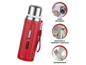 فلاسک استیل حجم 800 میلی لیتر بدنه شیار دار به همراه بند دستی VACUUM
