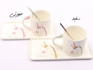 ست ماگ، زیر لیوانی و قاشق اسب تک شاخ (دارای رنگبندی)