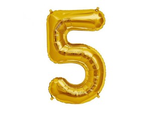 بادکنک فویلی طلایی عدد 5