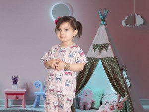 تیشرت و شلوار دخترانه راحتی نخی bamshi