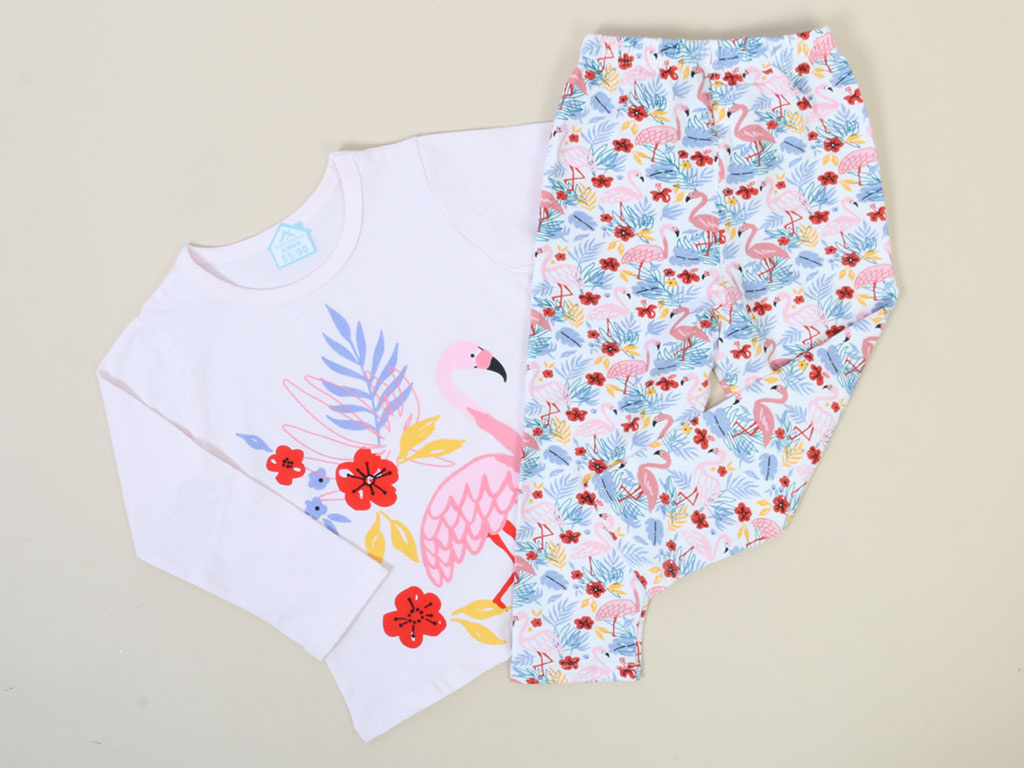 بلوز و شلوار راحتی دخترانه طرح فلامینگو