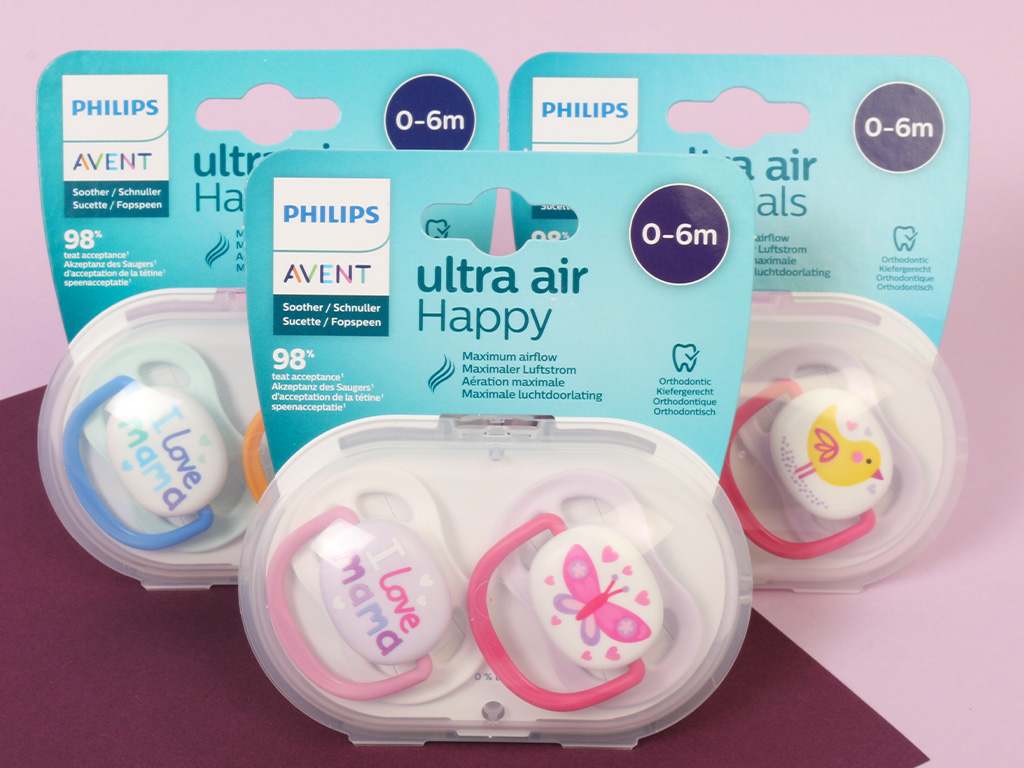 پستانک ارتودنسی دو عددی نوزادی 6-0 ماه مدل ultra air  فیلیپس اونت philips avent