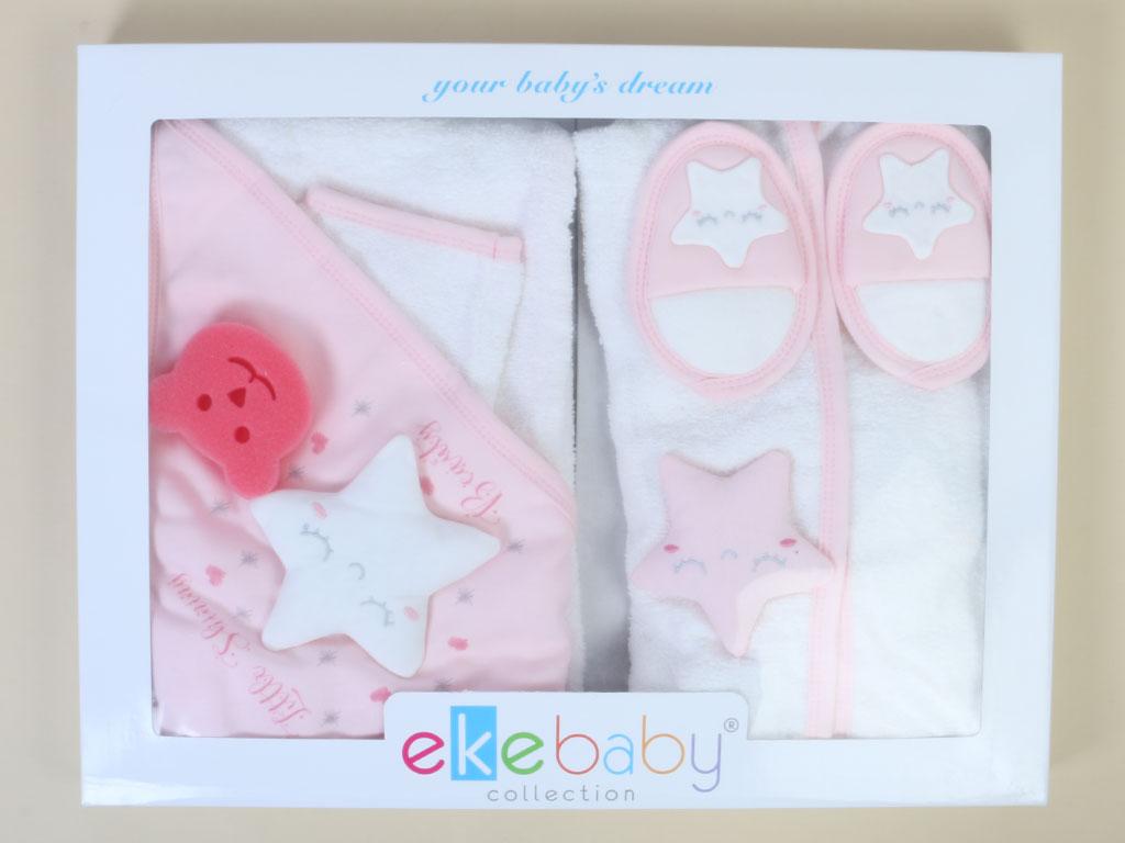 ست حوله نوزادی دخترانه  5 تکه اکه بیبی eke baby جعبه دار