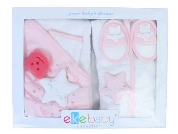 ست حوله نوزادی دخترانه  5 تکه اکه بیبی eke baby جعبه دار