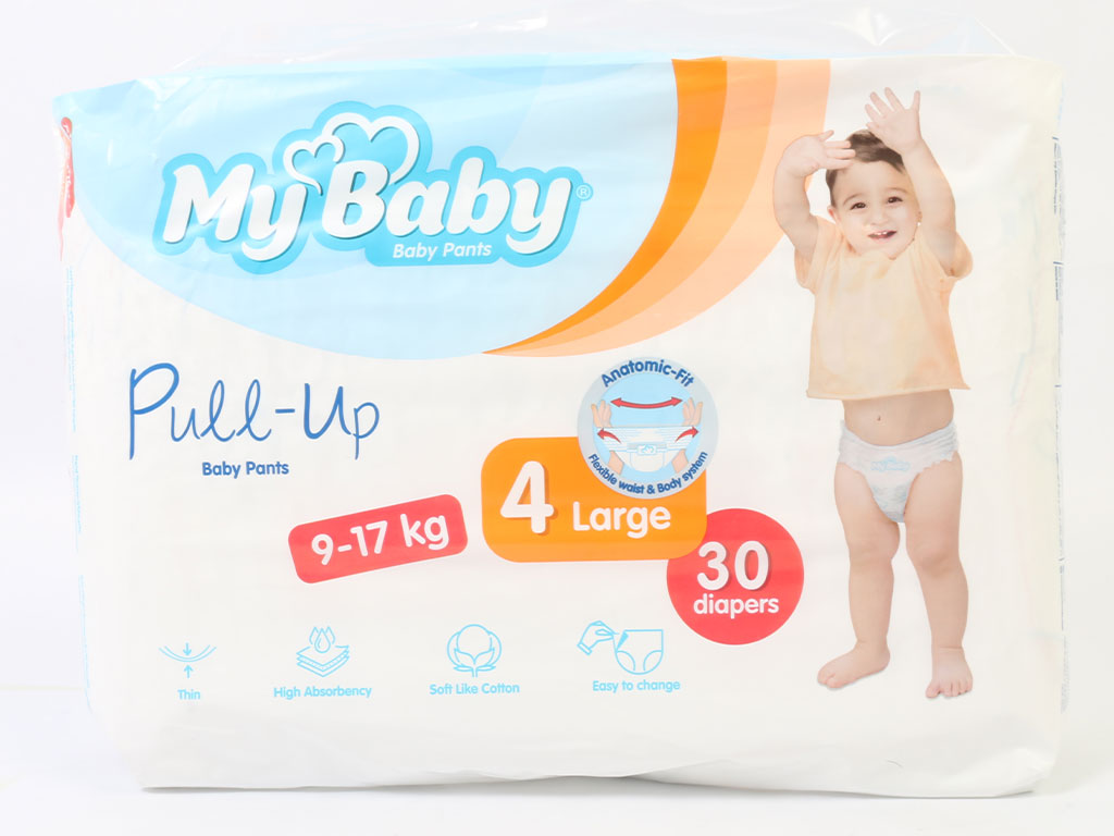 پوشک شورتی سایز 4 مای بیبی my baby بسته 30 عددی