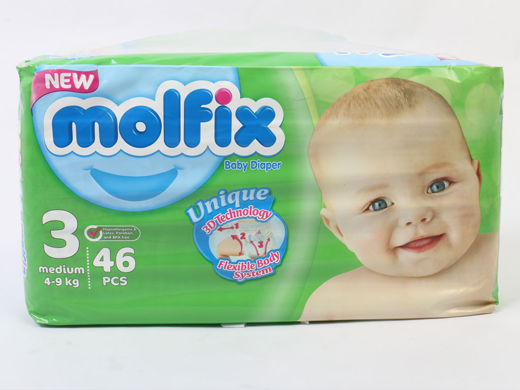 پوشک سایز 3 مولفیکس molfix بسته 46 عددی