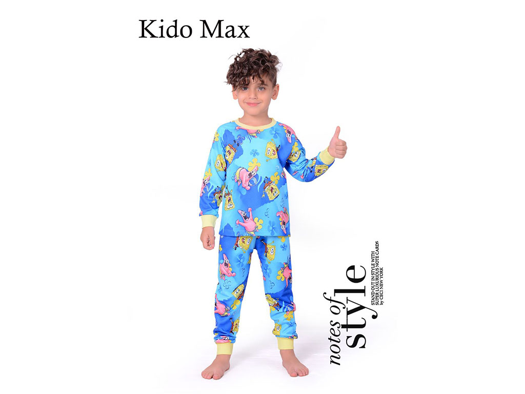 بلوز و شلوار راحتی پسرانه طرح باب اسفنجی کیدومکس kido max