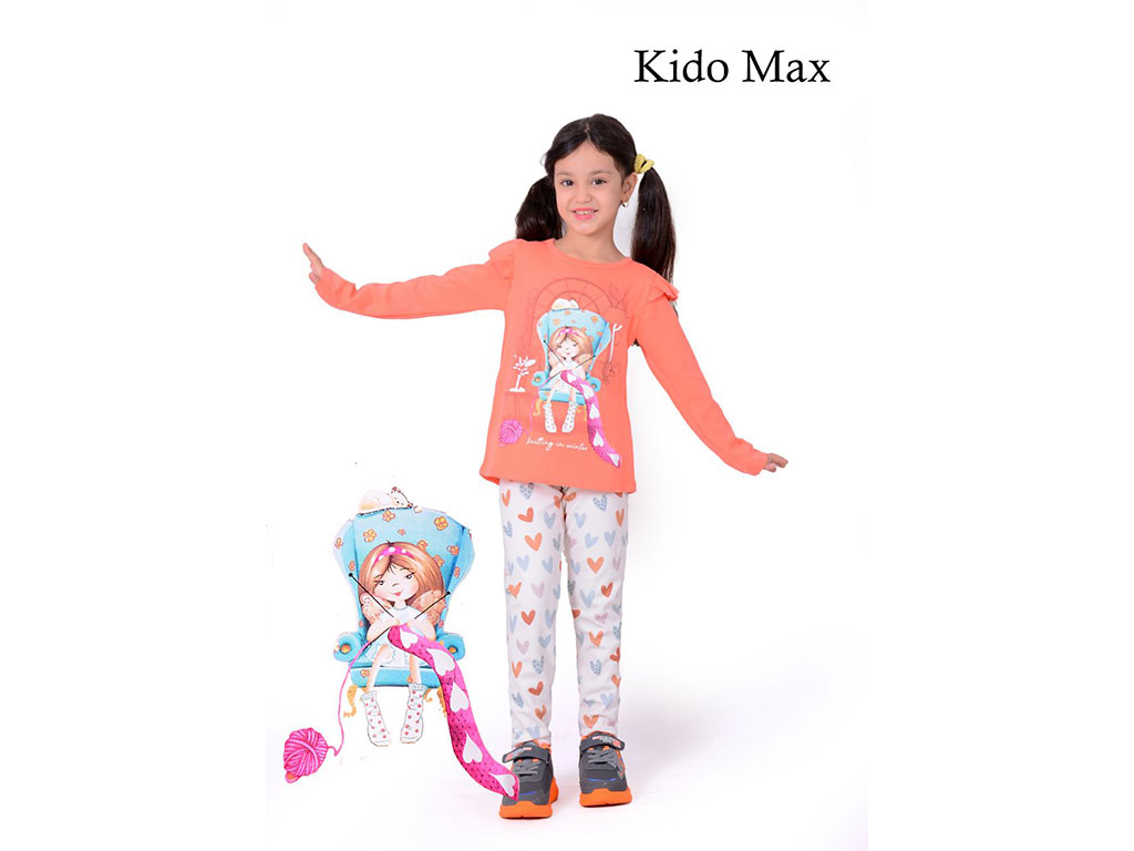 بلوز و ساق راحتی دخترانه  طرح دختر کیدومکس kido max