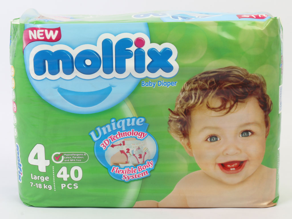 پوشک سایز 4 مولفیکس molfix بسته 40 عددی