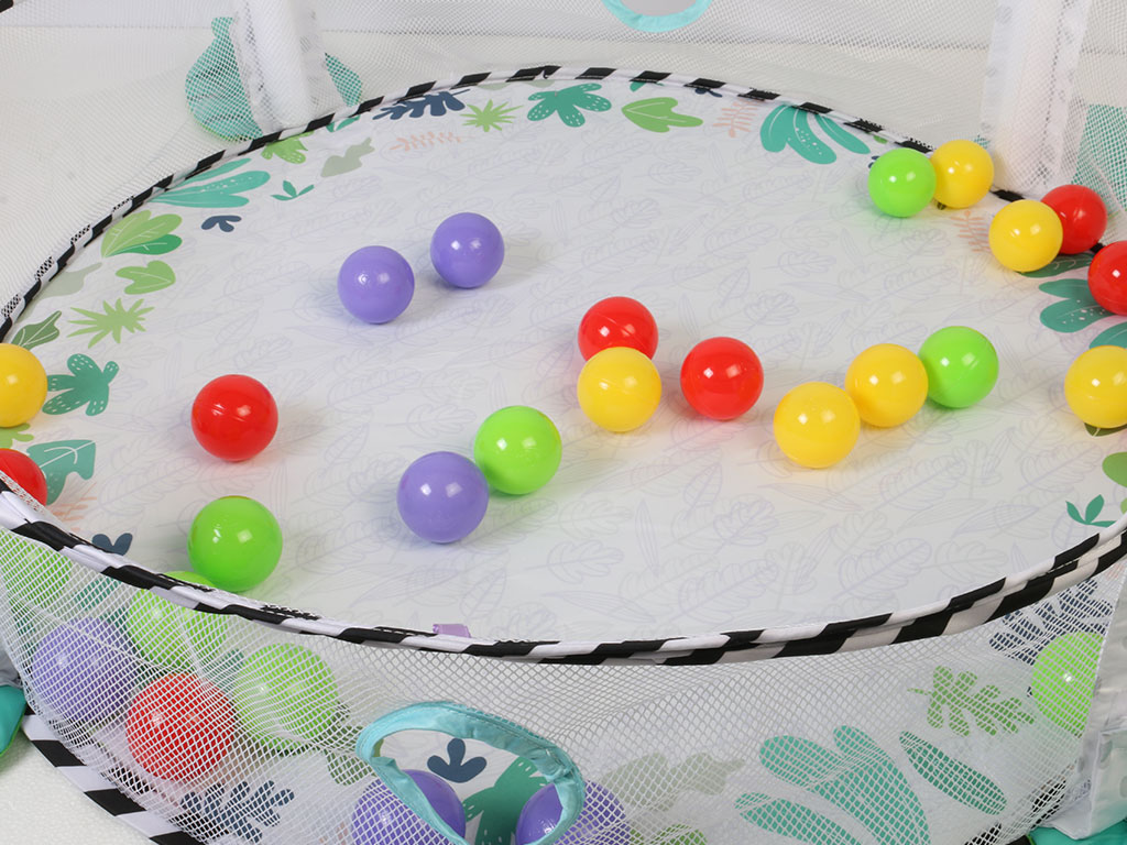تشک بازی نوزادی چندکاره و استخر توپ طرح دایناسور مدل activity gym & ball pit