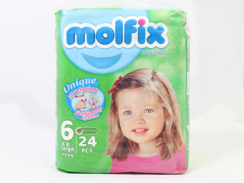 پوشک سایز 6 مولفیکس molfix بسته 24 عددی