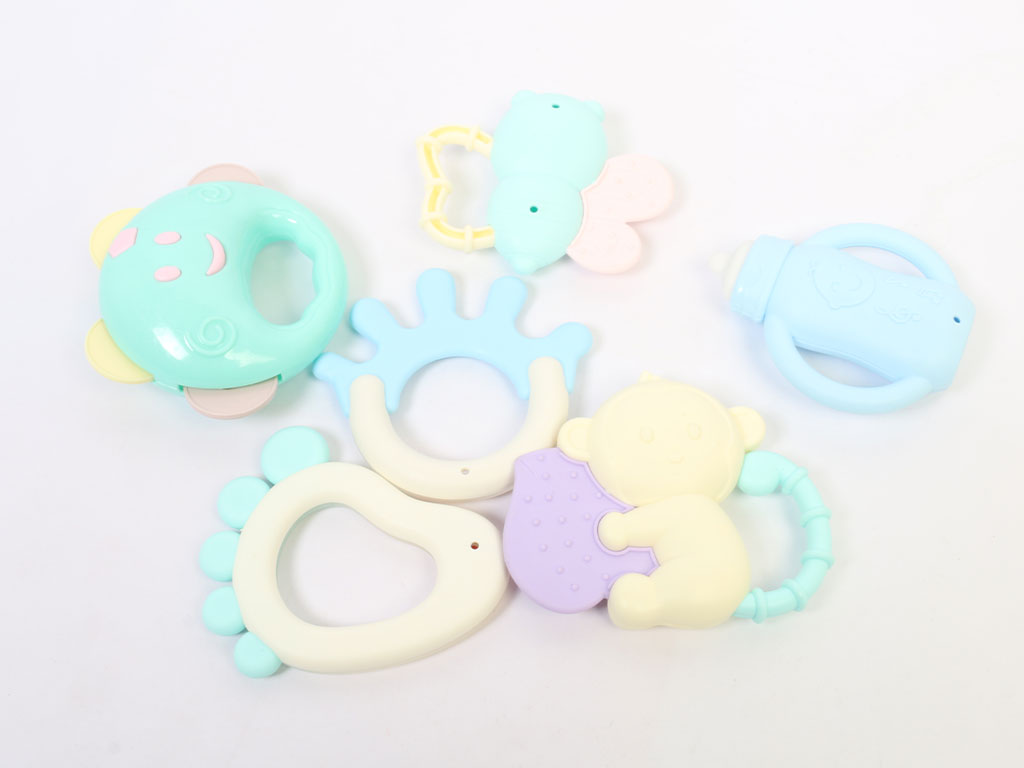 ست جغجغه و دندانگیر نوزادی 6 عددی بیبی تویز baby toys