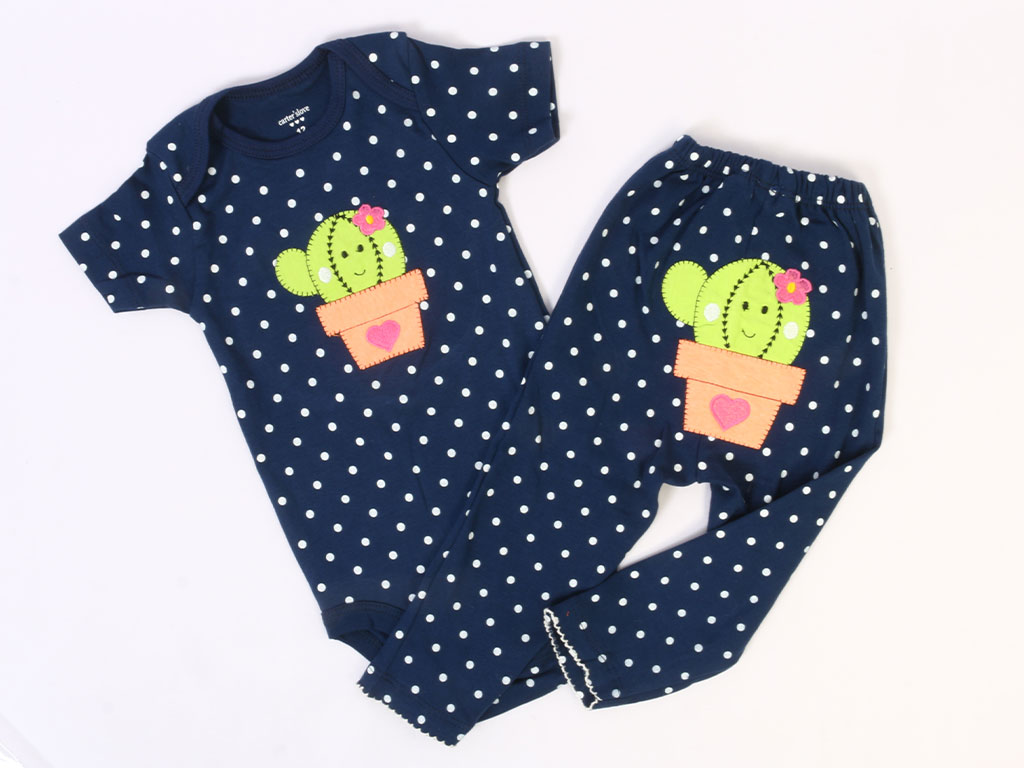 بادی و شلوار دخترانه خالدار طرح کاکتوس کارترز carters