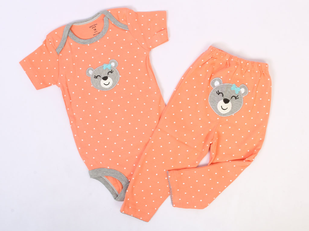بادی و شلوار دخترانه خالدار طرح خرس کارترز carters
