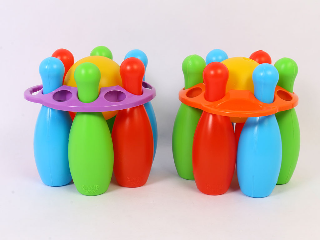اسباب بازی بولینگ رنگی پلاستیکی 6 عددی زرین تویز zarrin toys