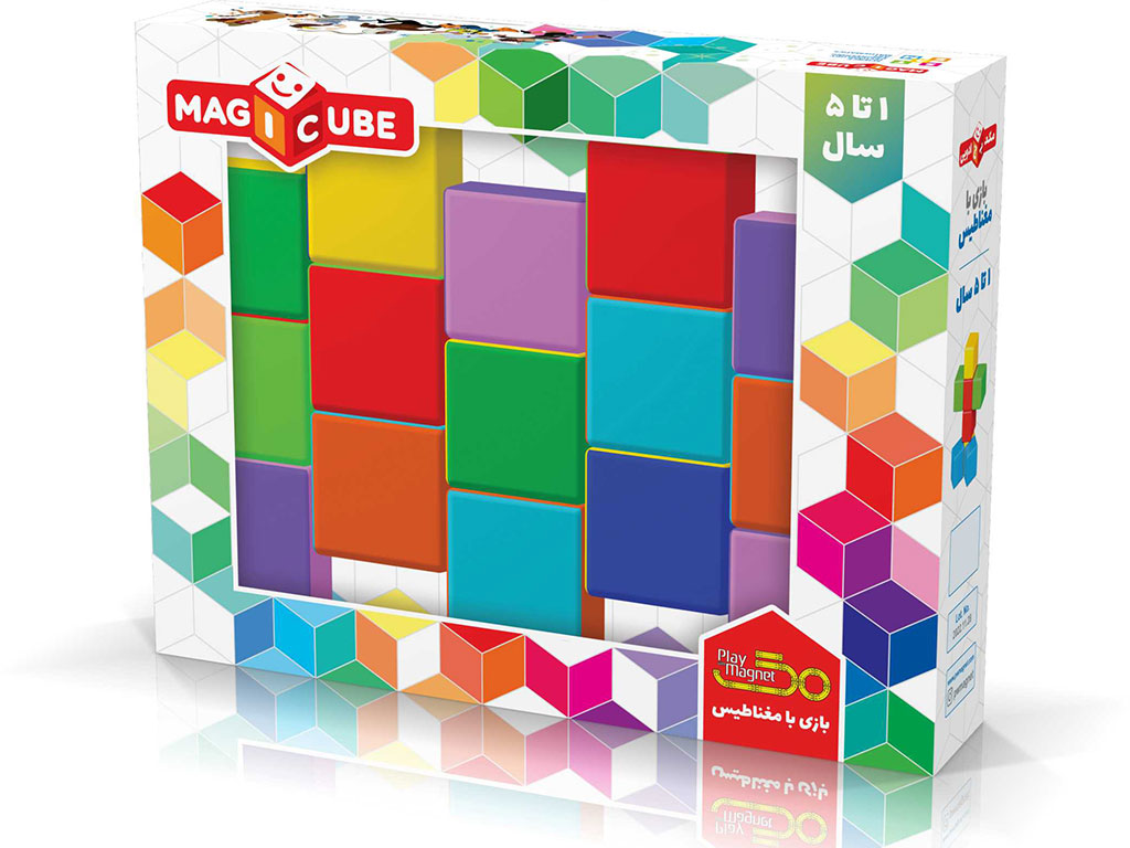 مکعب های جادویی رنگی و مگنتی 15 تایی پلی مگنت play magnet