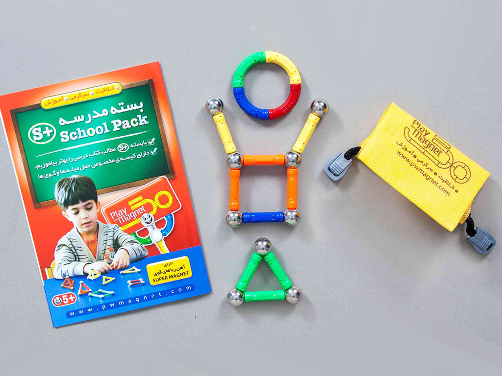لگو مگ مغناطیسی 22 قطعه مدل بسته مدرسه دارای میله خمیده پلی مگنت play magnet