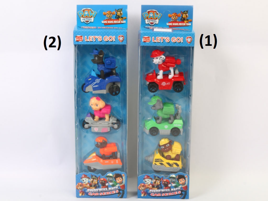 ست فیگور و ماشین فلزی عقب کش سگ های نگهبان 3 عددی  Paw Patrol