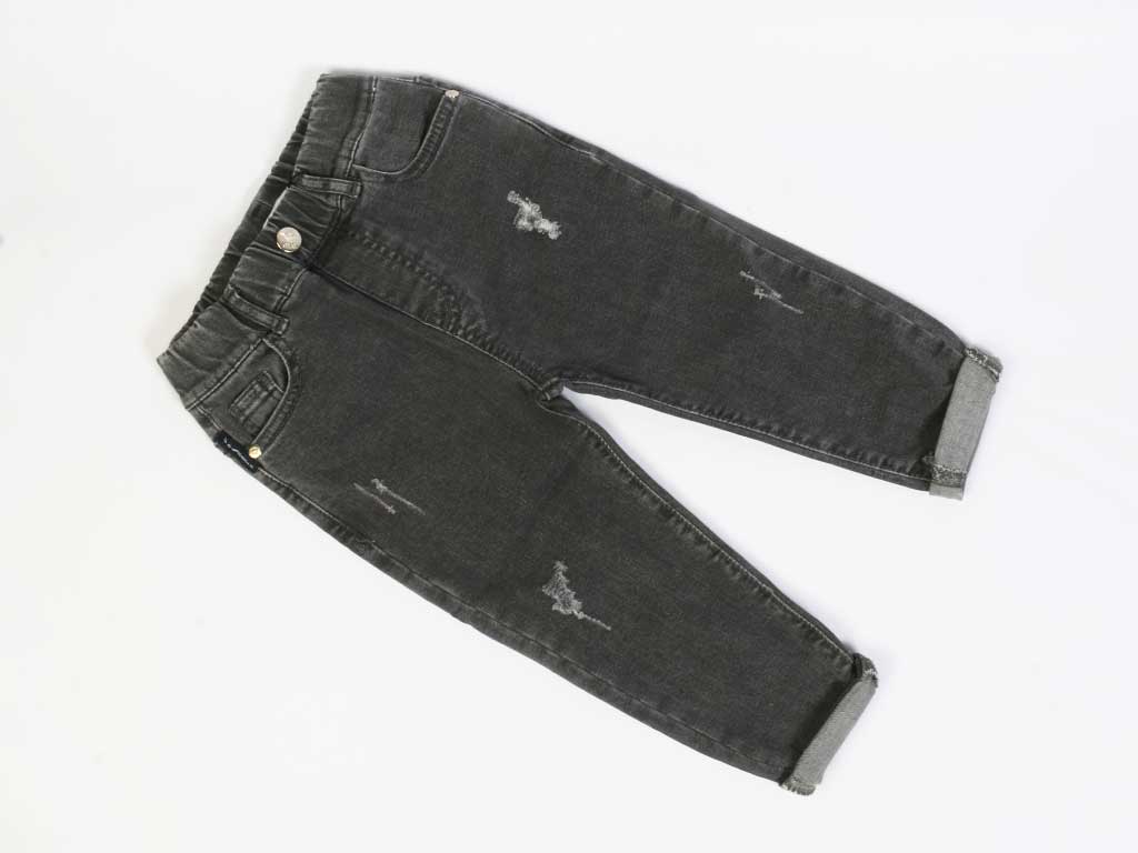 شلوار جین بچه گانه کمرکش مدل مام فیت زاپدار آرمانی ARMANI